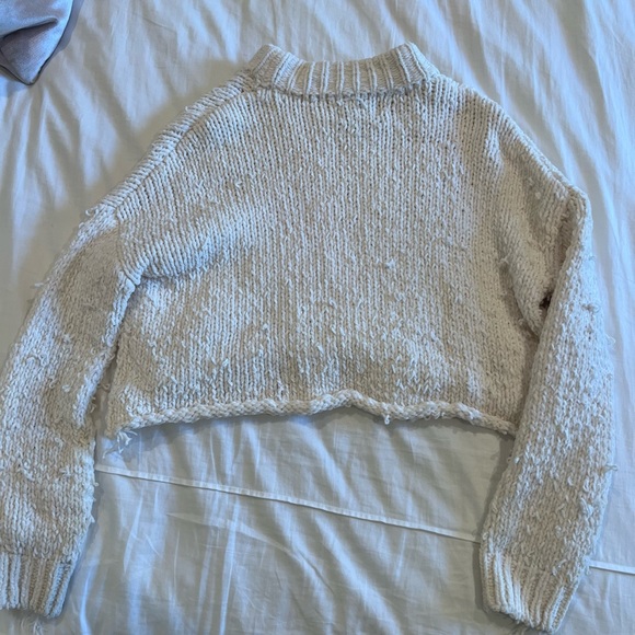 Urban Outfitters Chunky Cropped Sweater, Cream, Size XS - Picture 2 of 3